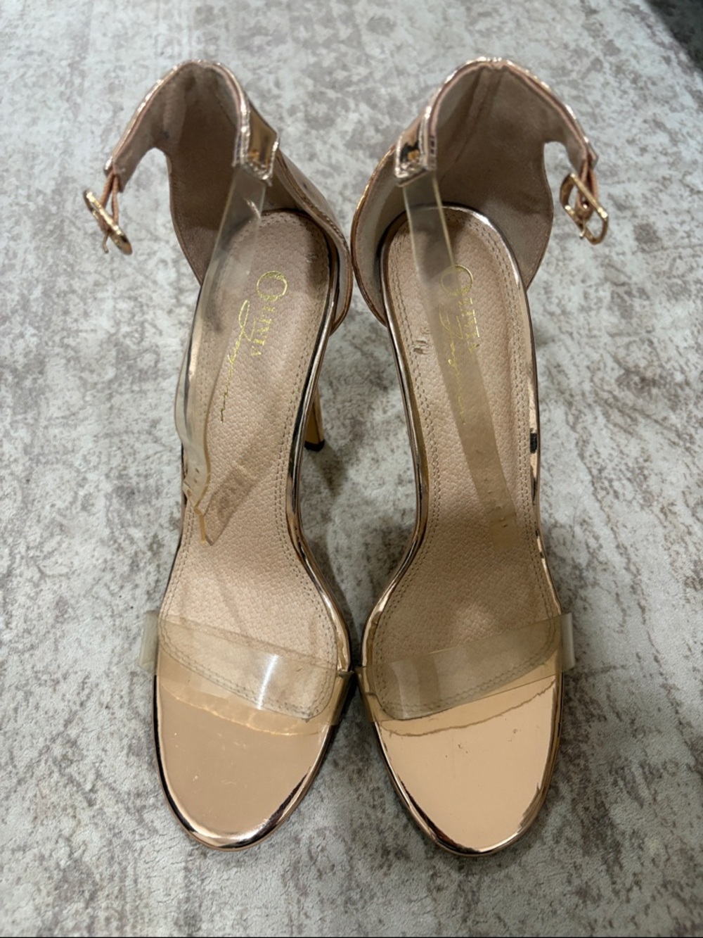 Clear Strap Nude Heeled Sandals